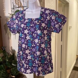 Floral Purple Women's Scrub Top